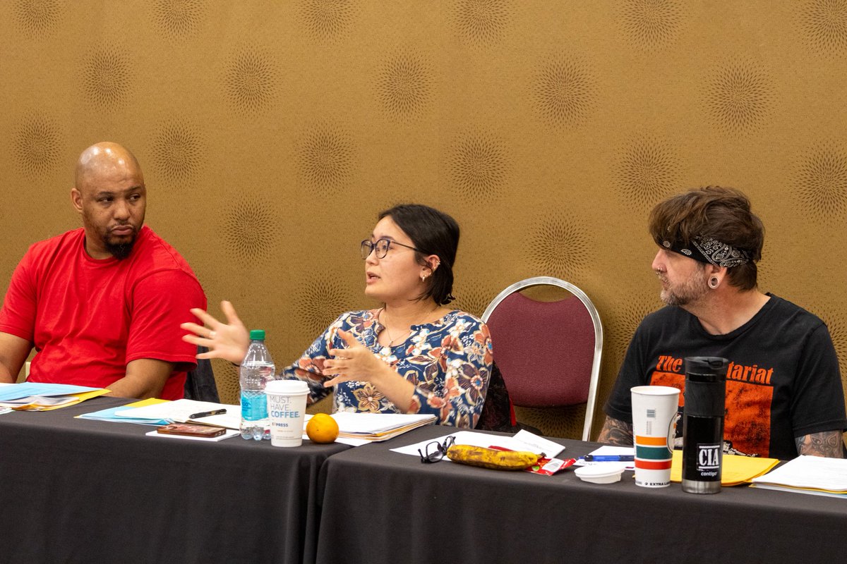 The UE General Executive Board (GEB) met for two days in Pittsburgh this week. The union’s highest decision-making body in between conventions, the GEB is made up of eight elected rank-and-file members from each geographical region, along with the three national officers. (1/4)