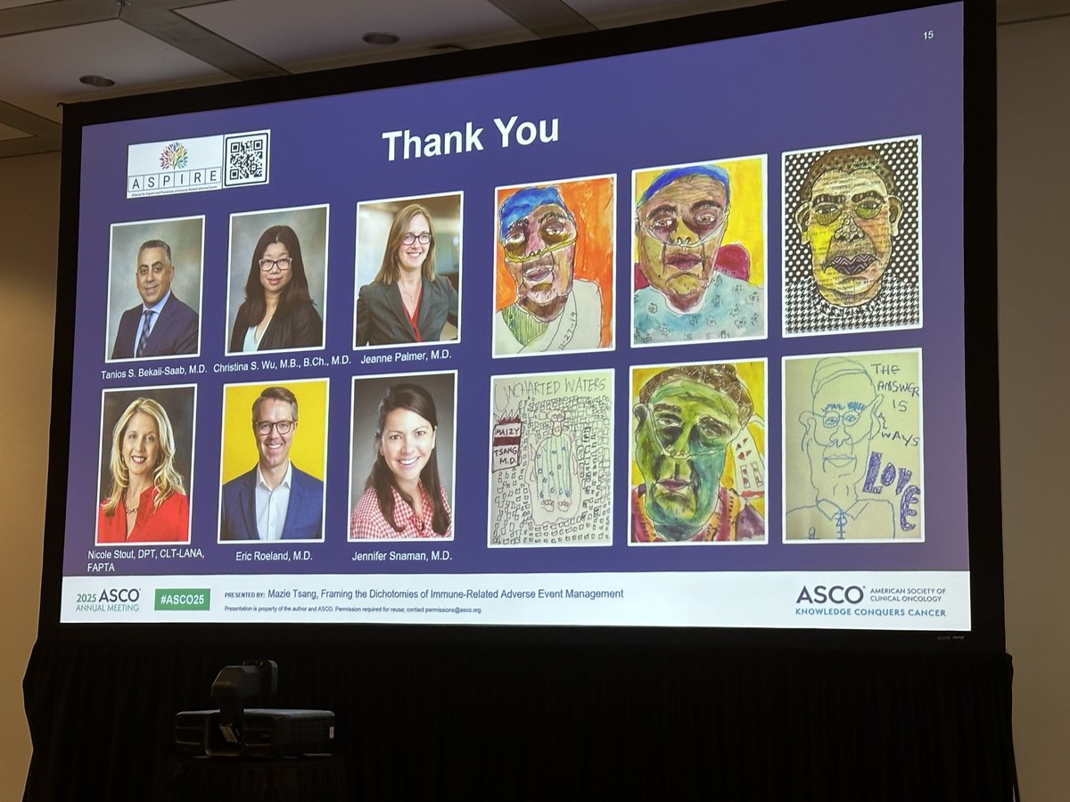 Dr Joseph McCollom DO (@realbowtiedoc) on Twitter photo Dr <a href="/MazieTsangMD/">Mazie Tsang, MD, MAS, MS</a> eloquently ties together the 3 discussions of impact of #irAEs on clinical practice. She ends with a touching self portrait of a patient who died of an #irAE #pallonc #supponc <a href="/GIcancerDoc/">Tanios Bekaii-Saab, MD</a> <a href="/NicoleStoutPT/">Nicole L. Stout DPT, FAPTA</a> #ASCO25
<a href="/yekeduz_emre/">Emre Yekedüz</a>
<a href="/DRBakaloudiMD/">Dimitra R. Bakaloudi MD, MS, MPA</a>
<a href="/AndreaAnampaG/">Andrea Anampa-Guzmán (she/ella)</a> Dr <a href="/MazieTsangMD/">Mazie Tsang, MD, MAS, MS</a> eloquently ties together the 3 discussions of impact of #irAEs on clinical practice. She ends with a touching self portrait of a patient who died of an #irAE #pallonc #supponc <a href="/GIcancerDoc/">Tanios Bekaii-Saab, MD</a> <a href="/NicoleStoutPT/">Nicole L. Stout DPT, FAPTA</a> #ASCO25
<a href="/yekeduz_emre/">Emre Yekedüz</a>
<a href="/DRBakaloudiMD/">Dimitra R. Bakaloudi MD, MS, MPA</a>
<a href="/AndreaAnampaG/">Andrea Anampa-Guzmán (she/ella)</a>
