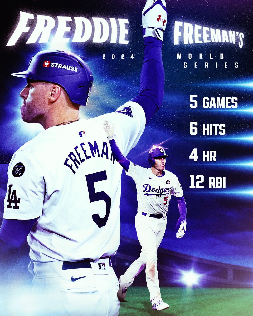 MLB's tweet image. Freddie Freeman was just on another level vs. the Yankees in the #WorldSeries 🤯