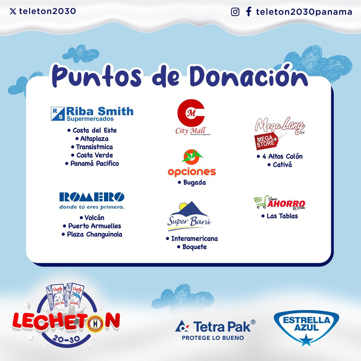 Este fin de semana con tu apoyo llegaremos a la meta de 35 mil litros de leche para la Lechetón 20-30. En alianza con <a href="/Activo2030Pma/">Club Activo 20-30</a> Te esperamos en más de 40 supermercados a nivel nacional. ¡Cada litro cuenta!