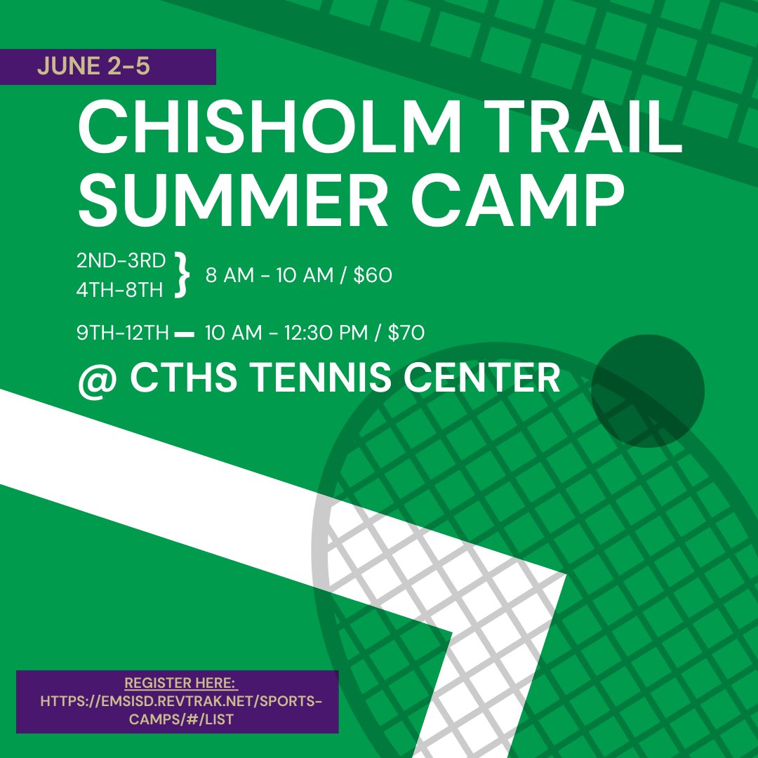 There's only two more days until the Rangers tennis camp is in full swing! Spots are still available, so sign up and make sure you don't miss out!
#EMSproud
Register here: emsisd.revtrak.net/sports-camps/#…
