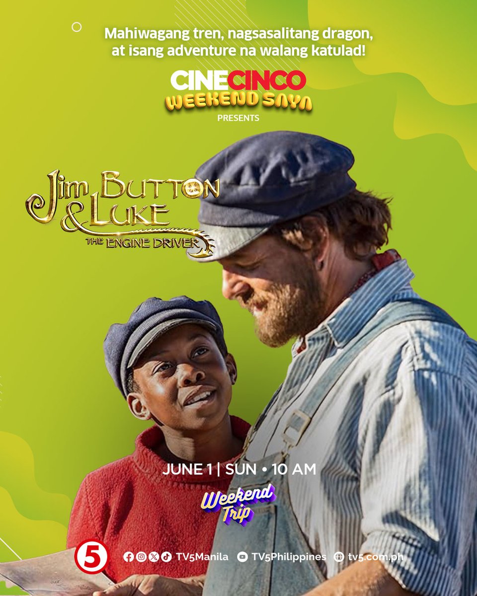Samahan si Jim and Luke sa isang adventure para iligtas si Princess Li Si mula sa Dragon City!

Don’t miss the magical ride in “Jim Button and Luke the Engine Driver,” sa #CineCincoWeekendSaya, MAMAYA, 10:00 AM sa #WeekendTripTV5!
