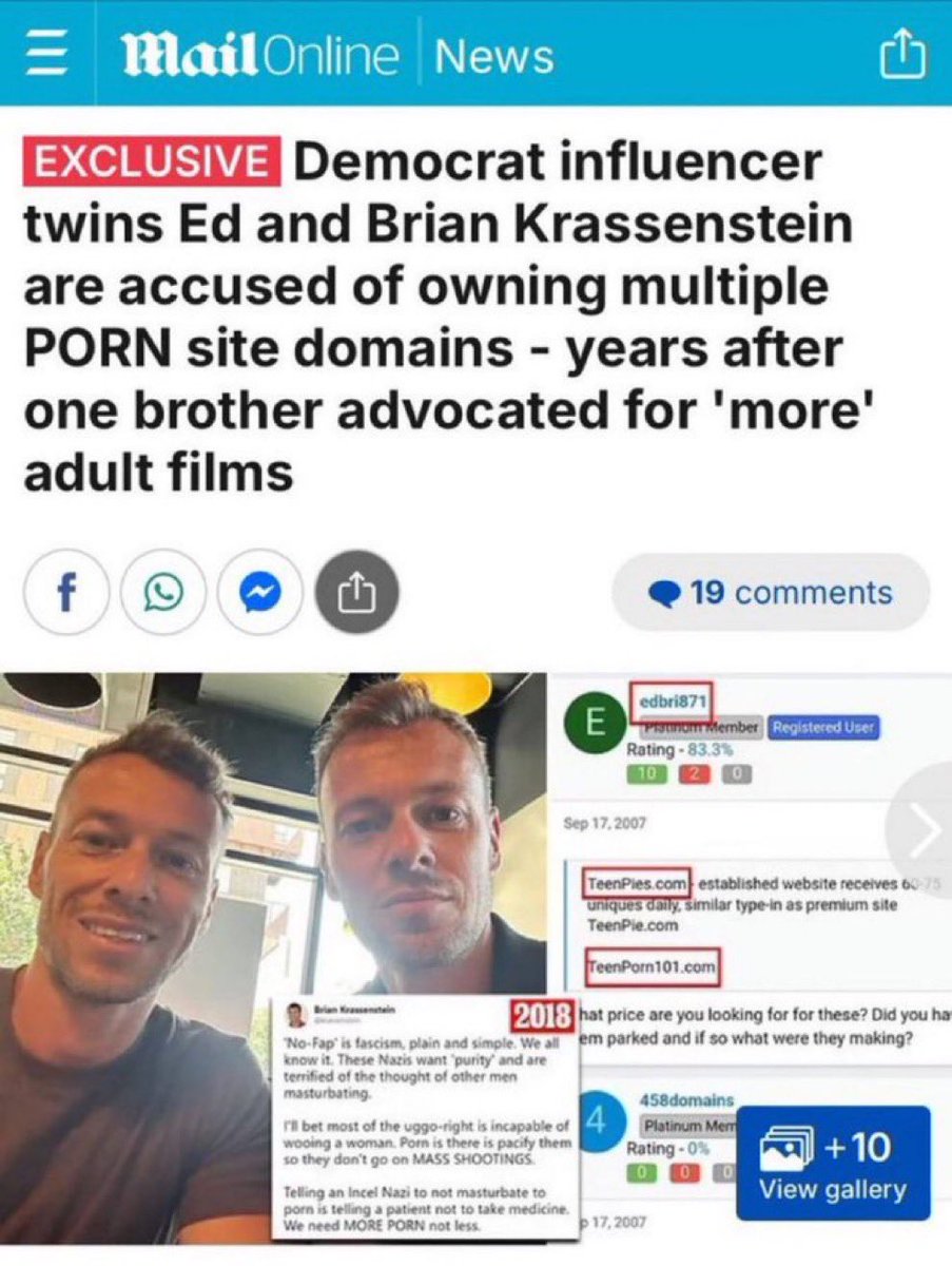 Bill Gassett (@massrealty) on Twitter photo <a href="/krassenstein/">Brian Krassenstein</a> Breaking: The little liberal twatwaffle with a dash of dipshidiot making this post buys PORN domains.
Not just any PORN domains - TEEN PORN domains.
No matter what your politics are don’t be like this MORON. <a href="/krassenstein/">Brian Krassenstein</a> Breaking: The little liberal twatwaffle with a dash of dipshidiot making this post buys PORN domains.
Not just any PORN domains - TEEN PORN domains.
No matter what your politics are don’t be like this MORON.
