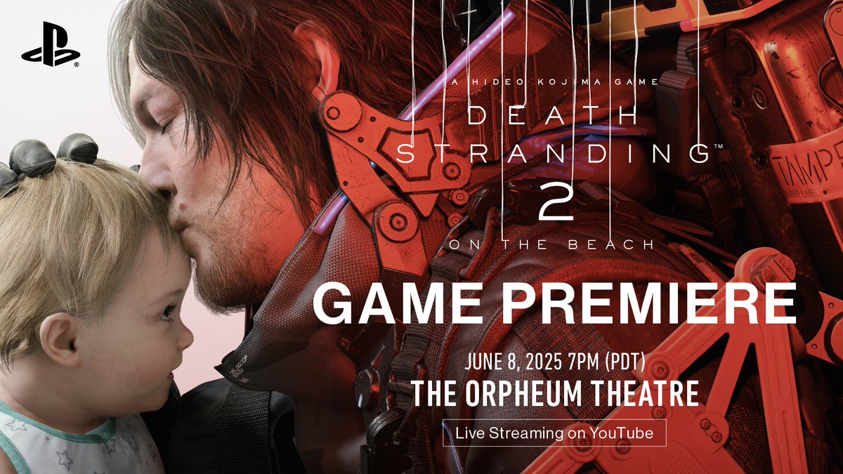 🎮 GAME PREMIERE EVENT 🎮

Join Hideo Kojima, host Geoff Keighley + special guests for an exclusive live demonstration of DEATH STRANDING 2: ON THE BEACH.

📅 June 8th
⏰ 7PM (PDT)
📌 Orpheum Theatre, LA

Can't be there in person? We got you, as it'll also be live on YouTube 😎