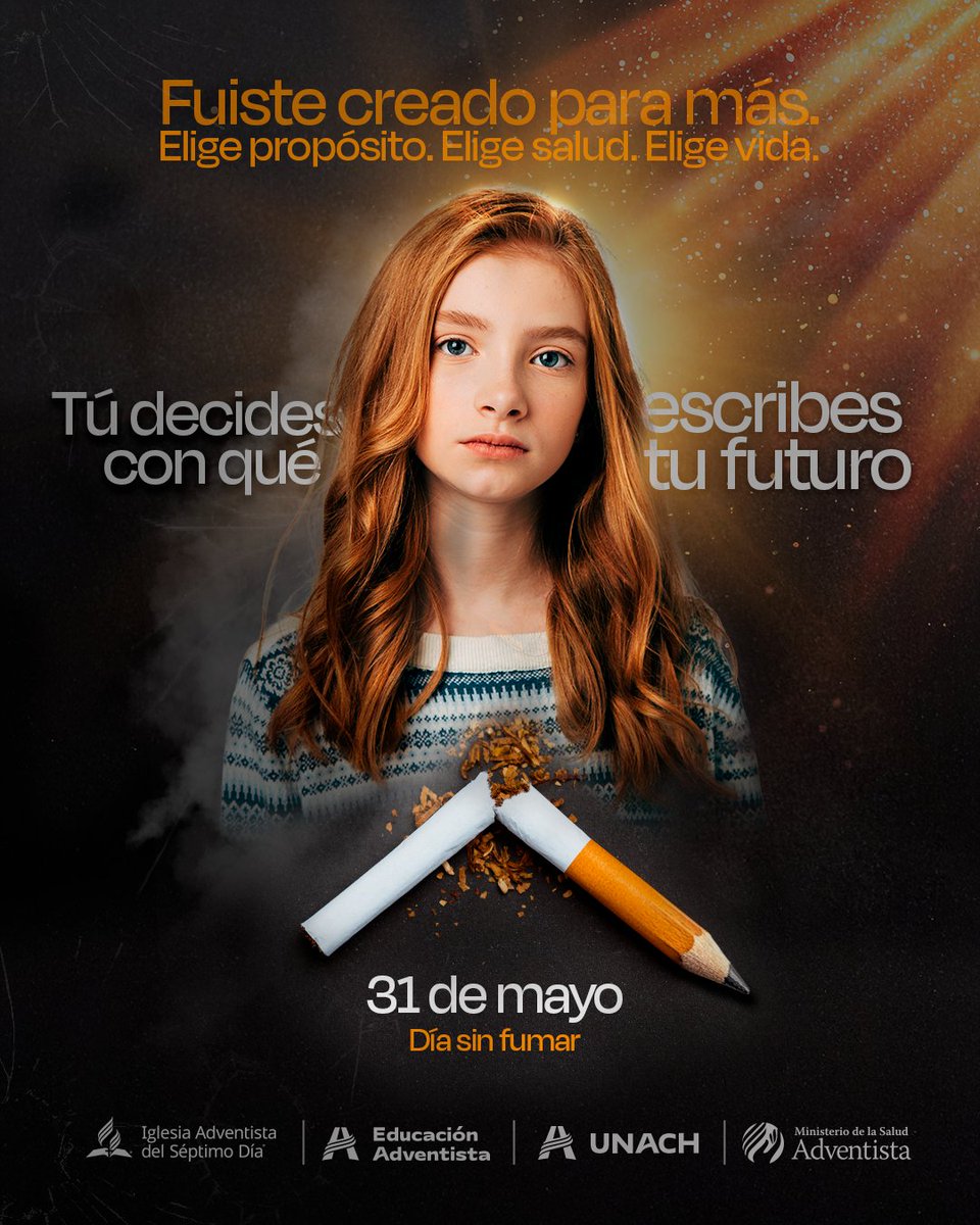 Cada 31 de mayo, el mundo alza la voz por una causa vital: vivir sin tabaco 🚫🚬 Su consumo sigue siendo la principal causa prevenible de enfermedad y muerte. 
📍Fuiste creado con un propósito mayor ¡Tú decides cómo escribir tu historia! ELIGE #salud  ELIGE #vida 
#NoFumes