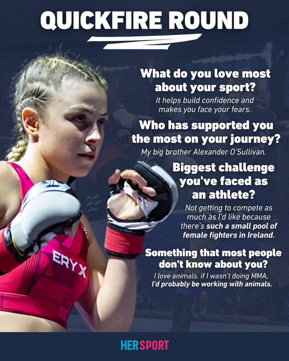 Meet Kiya O’Sullivan, Ireland’s future MMA SUPERSTAR.

Kiya recently signed to the PFL on a multi-year deal. Her ultimate goal? Win a world championship - and support her family gym where her MMA journey started.

No doubt, we’ll be seeing a lot more of Kiya as time goes on.