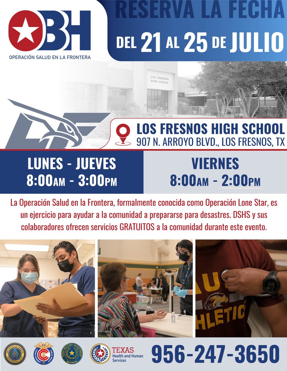 Operation Border Health is back for 2025! 🩺 Mark your calendars for July 21-25 in Los Fresnos. Free health services &amp; resources await you! 🗓️

Learn more: cameroncountytx.gov/publichealth/o…