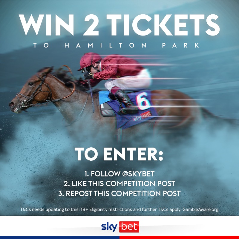 SkyBet's tweet photo. We are giving away a pair of tickets to @HamiltonParkRC for the next Sky Bet Sunday Series on Sunday 15th June 🏇🎁

To enter:
◾️Follow @SkyBet
◾️Like this post
◾️Repost this post

The winner will be announced after 10am on Friday ⏰

T&amp;Cs apply 👇