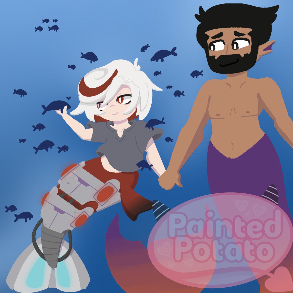 APaintedPotato's tweet photo. #mermay Day 30: Exoskeleton! Stobotnik Merman Au again by @PanicFlavored 
#mermayexoskeleton #mermayexoskeleton2025 #mermay2025 #mermay2025exoskeleton #stobotnikmermanau #stobotnik #procreateart #myart #merman #mermaid https://t.co/WkfBxoMMGi