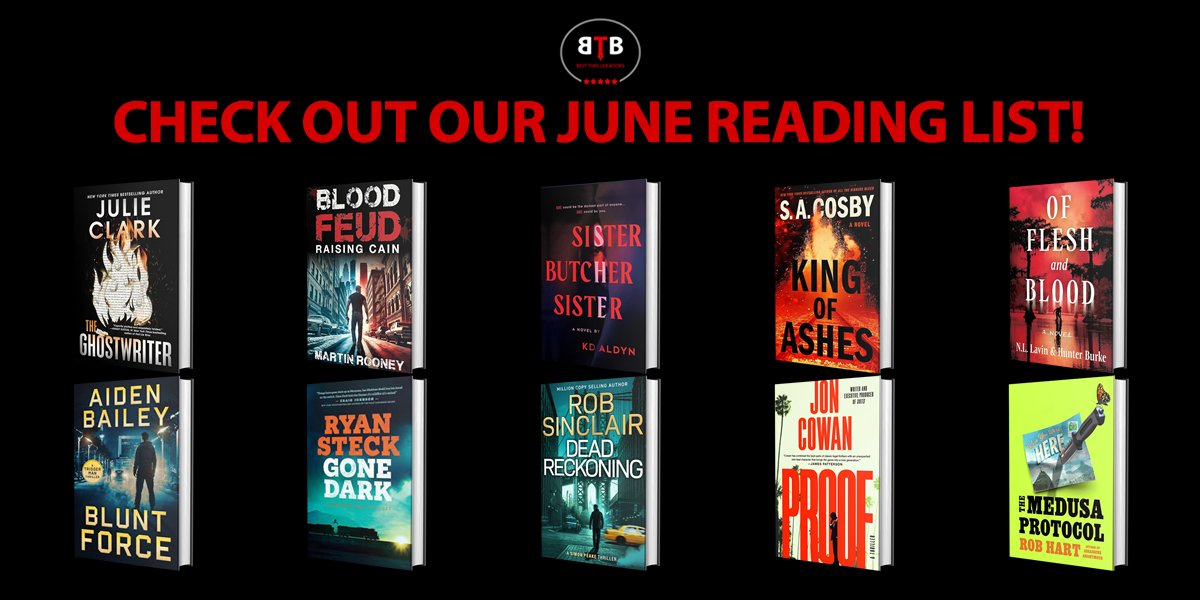 Best Thriller Books (@bestthrillbooks) on Twitter photo We have 14 reviews of 10 books that will be published in June.
Please follow the authors and buy their books! Itās going to be a Thrilling month!
Read the reviews: bestthrillerbooks.com/monthly-book-lā¦
THE GHOSTWRITER by Julie Clark (6/3/25)
BLOOD FEUD by <a href="/martinrooney1/">Martin Rooney</a> (6/3/25)
SISTER We have 14 reviews of 10 books that will be published in June.
Please follow the authors and buy their books! Itās going to be a Thrilling month!
Read the reviews: bestthrillerbooks.com/monthly-book-lā¦
THE GHOSTWRITER by Julie Clark (6/3/25)
BLOOD FEUD by <a href="/martinrooney1/">Martin Rooney</a> (6/3/25)
SISTER