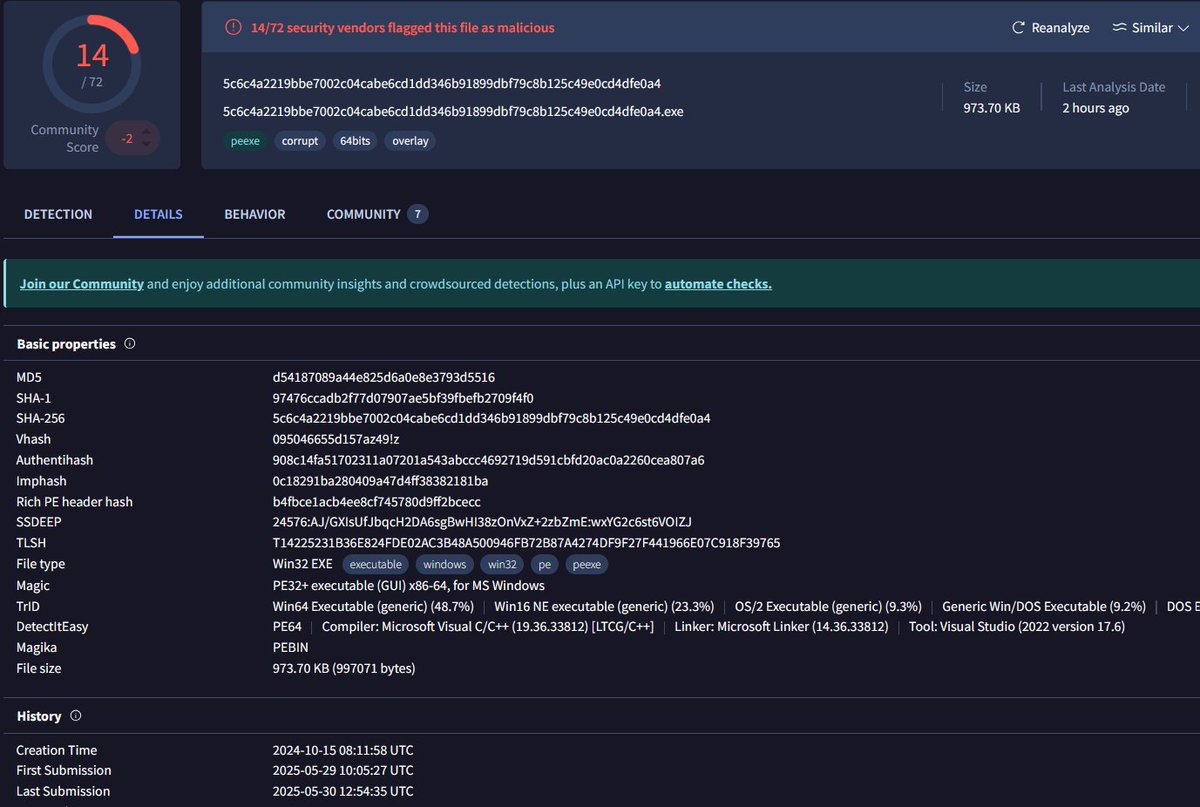 RakeshKrish12's tweet image. 🚨#APT41 🇨🇳New IOCs uncovered related to #Calender Campaign!
2 New Samples of #Toughprogress found
MD5
d54187089a44e825d6a0e8e3793d5516
4a06c0e6bc28b1b7e6b29a76664c413b
More: github.com/TheRavenFile/T…
#OSINT #threatintel #security #infosec #hack #malware #darkweb #deepweb