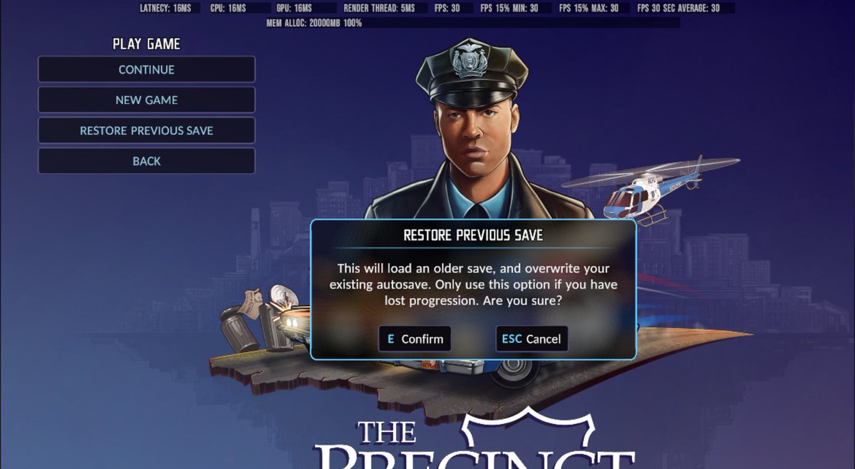 theprecinctgame's tweet image. 🚨 PS5 Patch 🚨
Today's patch contains fixes for the Save Data bug and includes a 'Restore Previous Save' button, which will attempt to restore the previous save if less than 15 minutes was played on the new save. We are sorry again to players who were affected by this issue.
