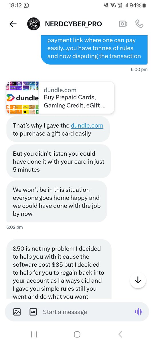 sreoshi258's tweet photo. @nerdcyber_pro @cyber @DubaiPoliceHQ @PayPal
This agency is a fraud who asked me to pay 50$ in exchange for their cyber security service amd is now refusing to pay me back !! https://t.co/SkxPPzts04