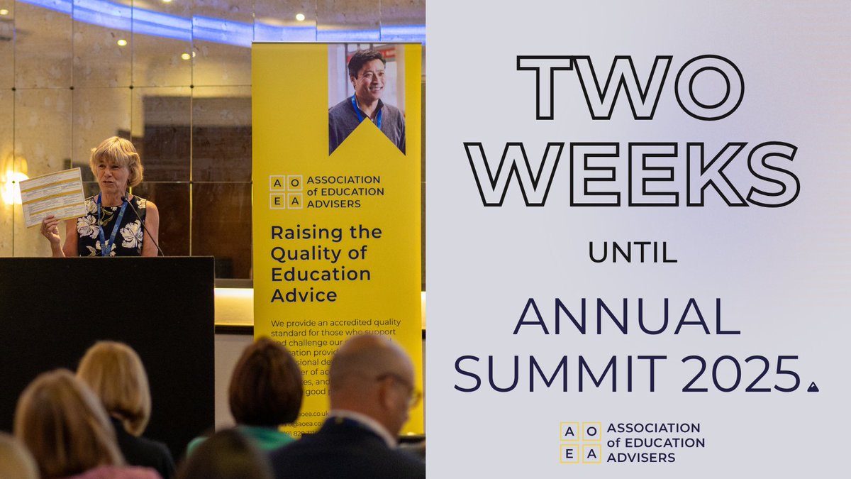 Two weeks to go!
The #AoEASummit is nearly here.
📅 13 June | Manchester
🎤 Keynotes, expert panels, and practice-sharing from leaders across the UK.
🎟 Hotel and Dinner are SOLD OUT! Few tickets remaining! aoea.co.uk/aoea-summit-20…
#EducationLeadership #AoEA #SchoolImprovement