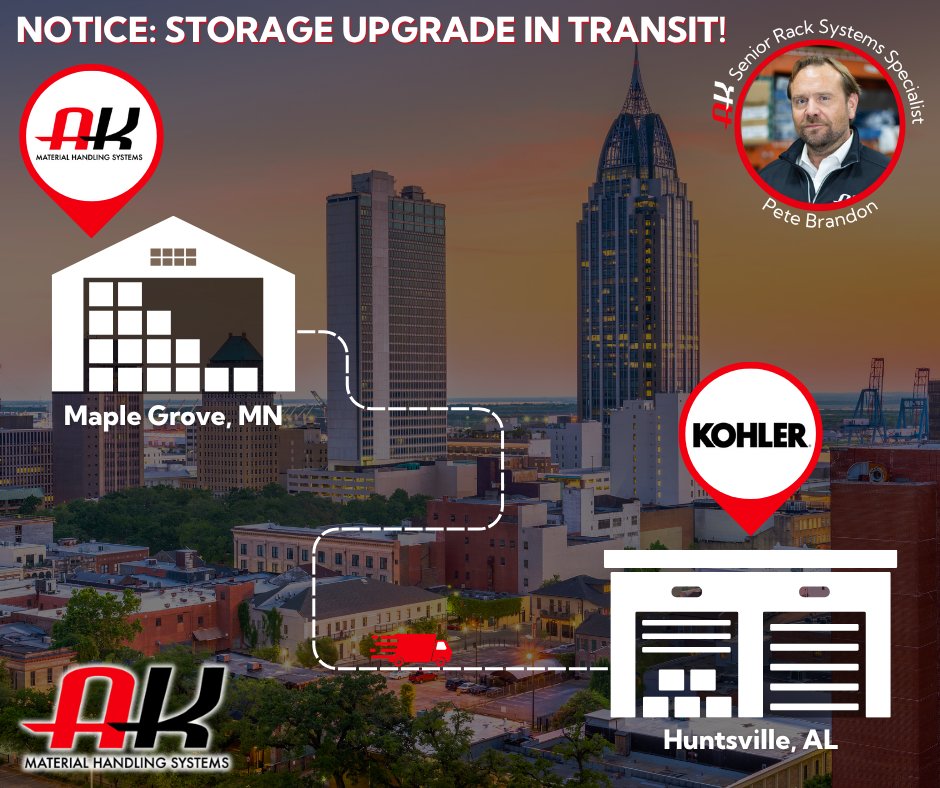 By providing over 294 pallet positions of structural RBI pallet flow and 24 double deep push-back racking positions. AK Material Handling Systems helped Kohler in Huntsville, Alabama, help its manufacturing operations.akequipment.com/elevate-your-s…
#Alabama #AKMaterialHandlingSystems