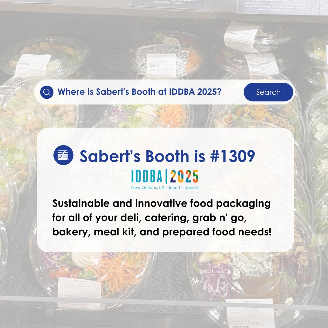 Get ready for #IDDBA2025! Food packaging for all your needs is only a few days away.

Stop by Sabert Booth #1309 to check out what's on our shelves that could be on yours, too.

#IDDBA #foodpackaging #sustainablepackaging #sabert