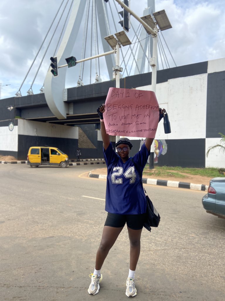 Day 3 of begging <a href="/asher_kine/">THE KINE 🌕🖤</a> to please visit me in Awka 🥺

Made a mistake on the placard but yea day 3 🥹

#AsherkineXLillytheyoutuber