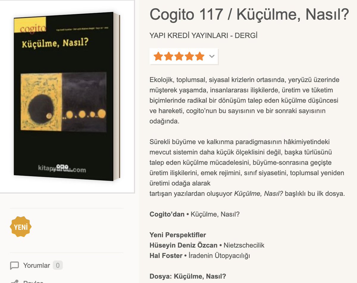Selim Karlitekin (@selimtelemak) on Twitter photo Cogito'nun yeni sayısı çıkmış. Hal Foster'ın bu yılın Mart'ında yayımlanan "İradenin Ütopyacılığı" makalesini çevirdim. Küçülme üzerine etraflı bir dosyaya eşlik ediyor kitapyurdu.com/dergi/cogito-1…
<a href="/cogitoyky/">cogito yky</a> <a href="/YKYHaber/">Yapı Kredi Yayınları</a> Cogito'nun yeni sayısı çıkmış. Hal Foster'ın bu yılın Mart'ında yayımlanan "İradenin Ütopyacılığı" makalesini çevirdim. Küçülme üzerine etraflı bir dosyaya eşlik ediyor kitapyurdu.com/dergi/cogito-1…
<a href="/cogitoyky/">cogito yky</a> <a href="/YKYHaber/">Yapı Kredi Yayınları</a>