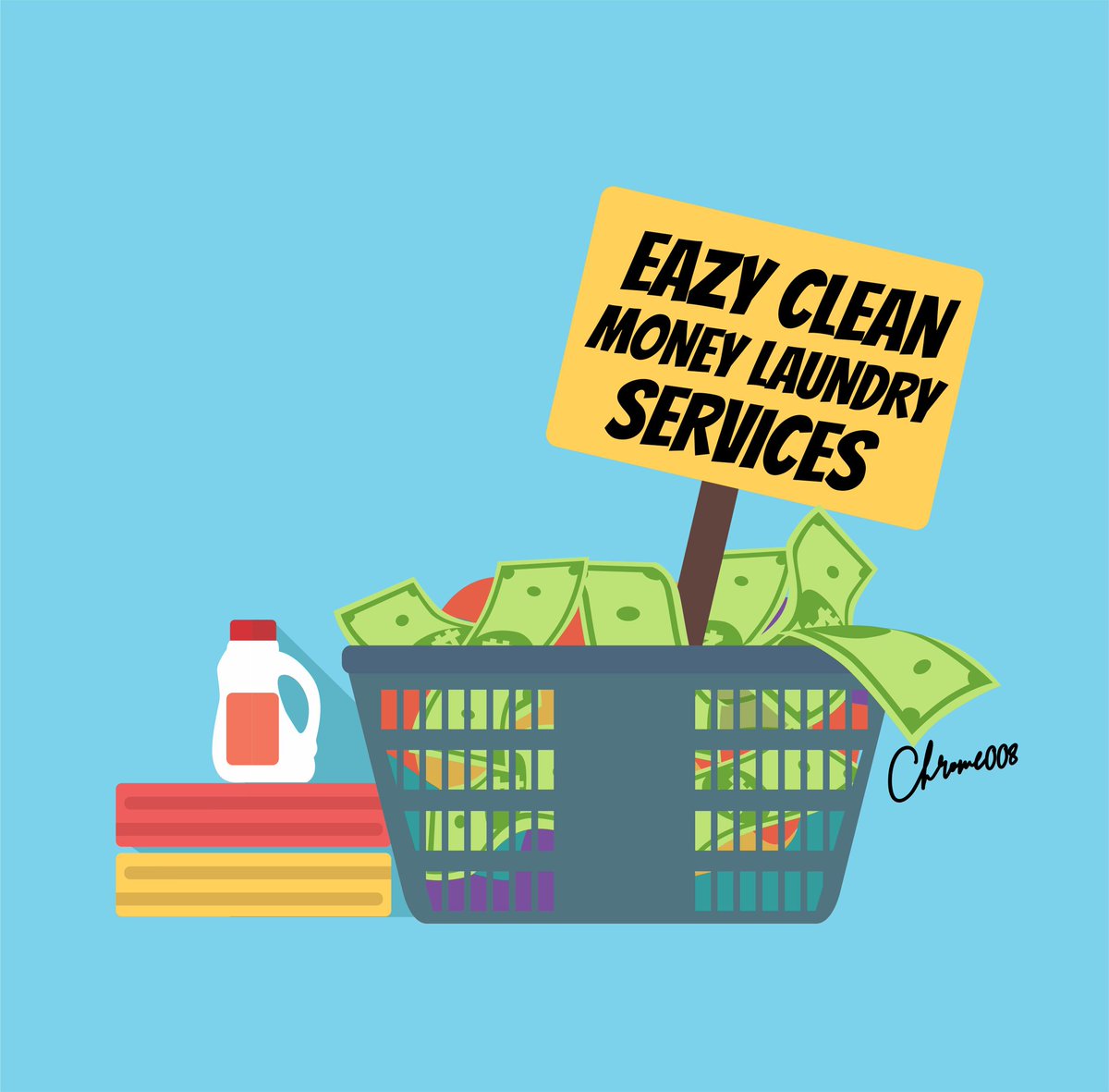 The Money Laundry man. 

<a href="/zazarat/">Susan Solomon</a> as promised I'll start posting new illustrations 😅