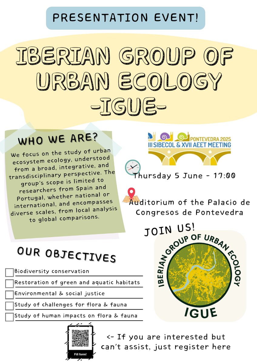 Next week I’ll be at the III <a href="/sibecol/">SIBECOL</a> &amp; XVII @AEET meeting in Pontevedra 🇪🇸

🗣️ Wed 13:00 – oral talk (Auditorium)
🏙️ Wed 12:45–14:15 – co-hosting urban ecology session (Seminario 6)
🌿 Thu 17:00 – presenting AEET’s new IGUE (Auditorium)

Off X, catch me on Bsky or in person.