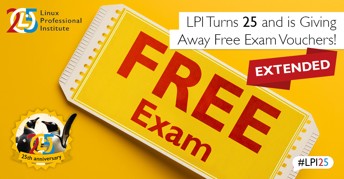 LPIConnect's tweet image. Missed the #LPI 25th anniversary giveaway? We’re extending the deadline!
To show our appreciation for the community that makes our efforts to support #FOSS possible: every 25th candidate who takes an #LPI exam Jan. 1 - June 30 gets a free voucher for their next exam!
Learn…