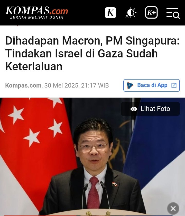 KangManto123's tweet photo. Singkat, padat dan tegas 👍👍👍

PM Singapura: Tindakan Israel di Gaza sudah keterlaluan. https://t.co/6sRNhpXEnS