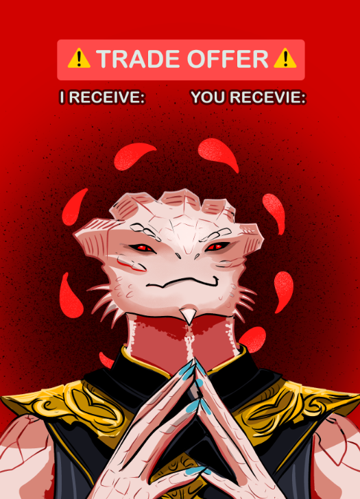 Give me your best trade offer ideas I will start
I receive: A hand, You receive: Lack of hand
#BaldursGate3