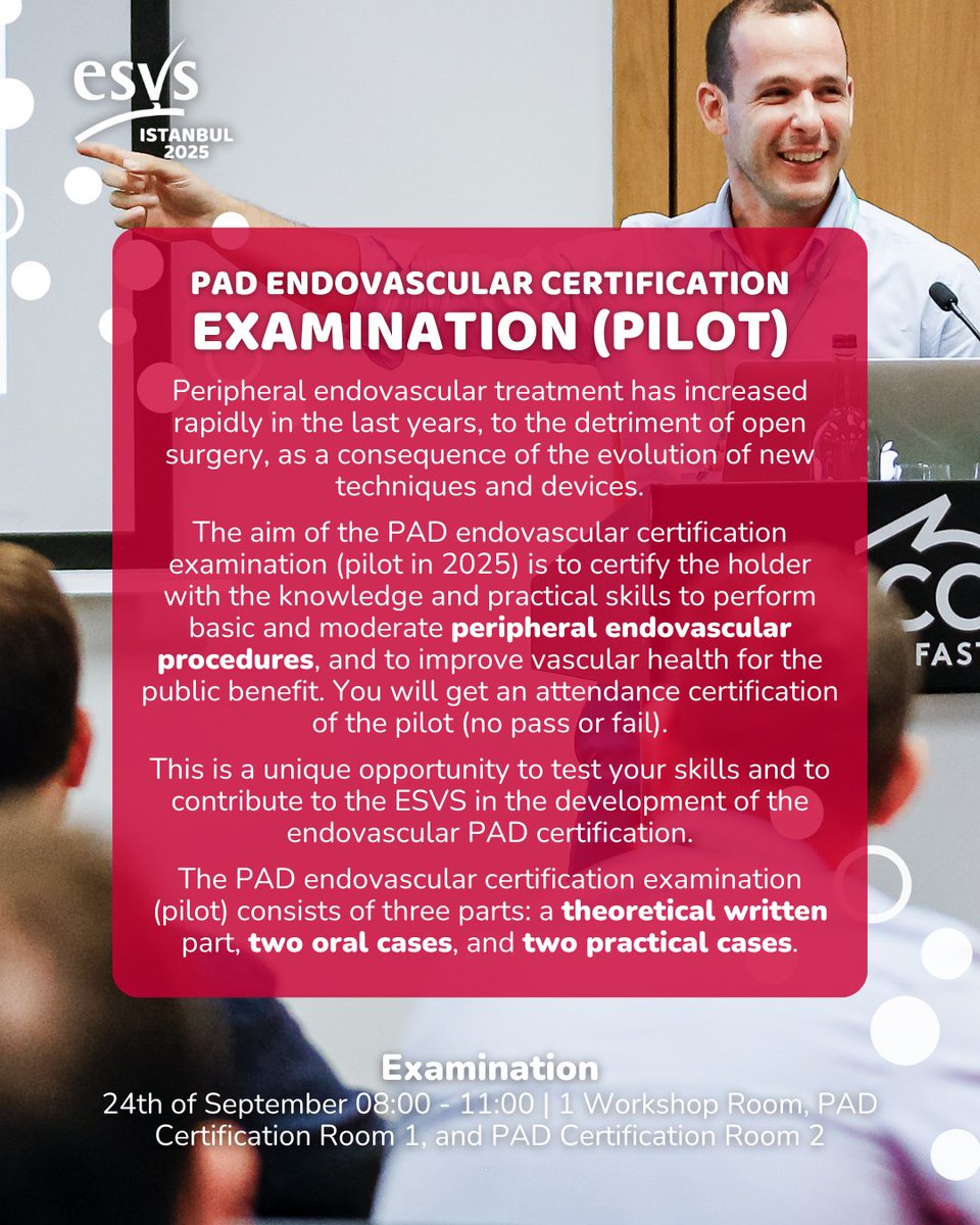 SWEDEPAD trials results, ACST-2's 10 year follow-up, and more!

Join us at #ESVS2025 to get the latest on the biggest clinical trials in vascular surgery and tune into the Nicolai L. Volodos Honorary Lecture on innovation. Where are we heading? 💡

🎖️Achieving ESVS certification