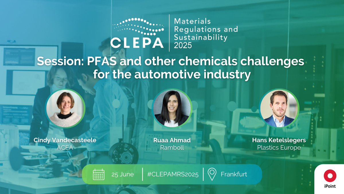 🧪 How are European automotive suppliers tackling rising regulatory changes on #PFAS &amp; essential chemicals?

Join the #CLEPAMRS2025 Materials to explore compliance strategies, together with expert speakers from <a href="/ACEA_auto/">ACEA</a> , <a href="/ramboll/">Ramboll</a>, &amp; Plastics Europe. 

🎟️ There are limited