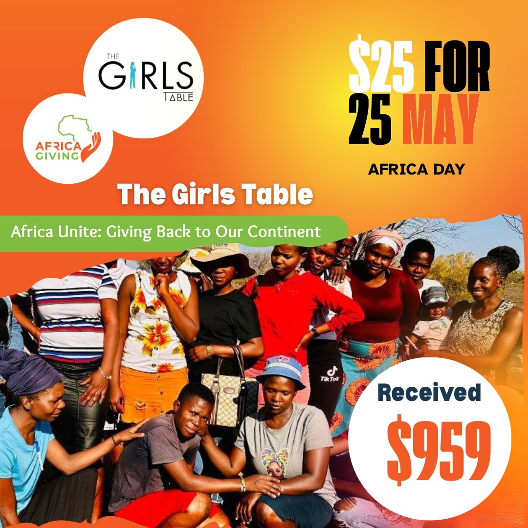 Cheers to the relentless champions behind The Girls Table! Thanks to your generosity, US$959 was raised during this campaign. AfricaGiving is grateful for your love and commitment. AfricaMonth may close, but your chance to uplift is always open. 
Donate at africagiving.org