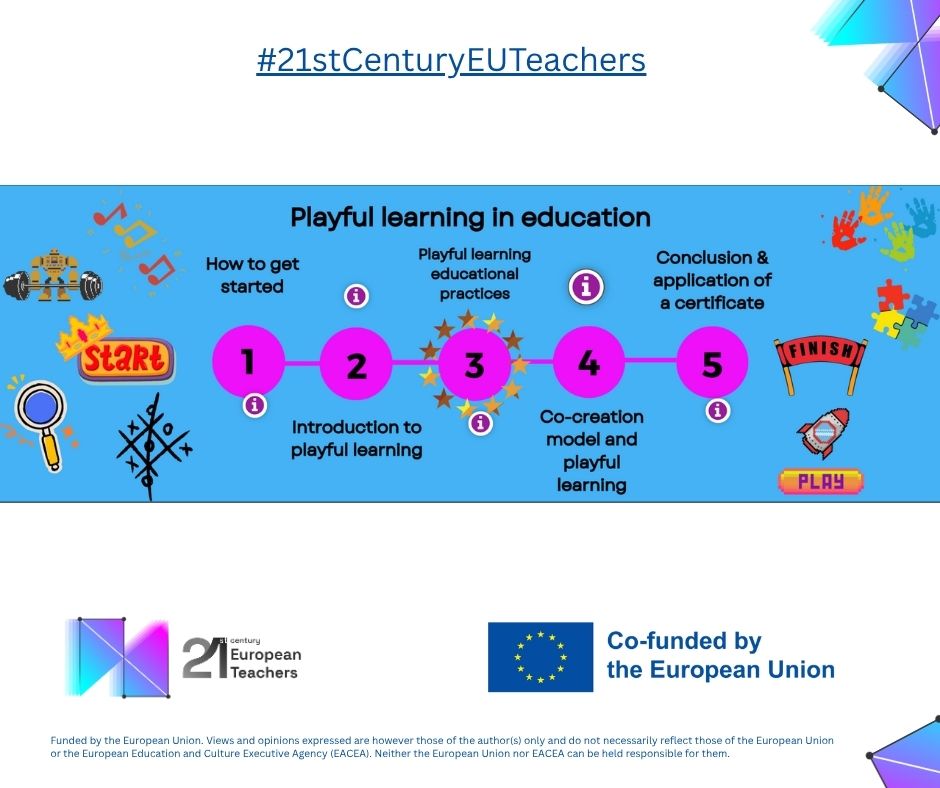 2 days left 🥁#Classrooms can be #fun!What if joy was part of your lesson plan? #PlayfulLearning in #Education MOOC invites you to explore playful learning and the co-creation model, on your own time!
We start on June 1! Register☄️
cutlink.eun.org/5OQZnC 
#21stCenturyEUTeachers