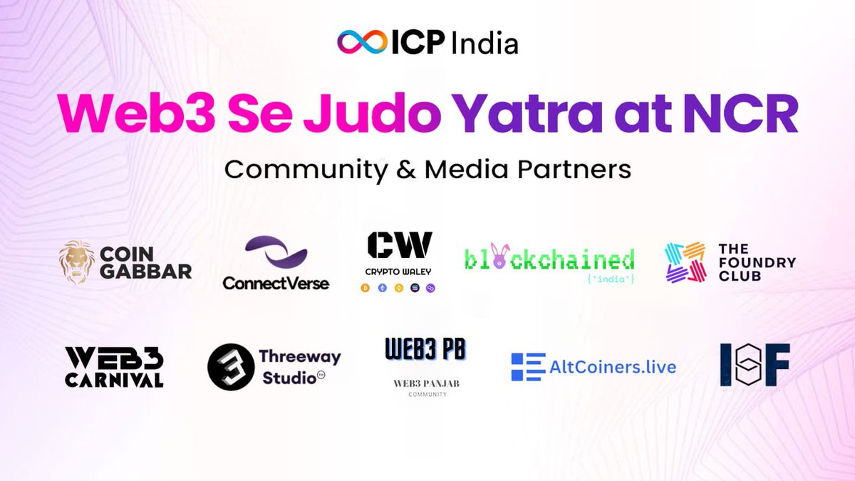 Web3 Carnival (@web3carnival) on Twitter photo 💥We're thrilled to announce that <a href="/web3carnival/">Web3 Carnival</a> is partnering up with <a href="/icphub_IN/">ICP Hub India - Crewsphere</a> for the #Web3SeJudo Yatra in #Delhi NCR! 🌐🔥
Get ready for a game-changing experience🚀
🗓️ 31st May ‘25
🕓 4 PM IST
👉 lu.ma/rovrarek?tk=De…
#event #partnership #India #Web3 💥We're thrilled to announce that <a href="/web3carnival/">Web3 Carnival</a> is partnering up with <a href="/icphub_IN/">ICP Hub India - Crewsphere</a> for the #Web3SeJudo Yatra in #Delhi NCR! 🌐🔥
Get ready for a game-changing experience🚀
🗓️ 31st May ‘25
🕓 4 PM IST
👉 lu.ma/rovrarek?tk=De…
#event #partnership #India #Web3