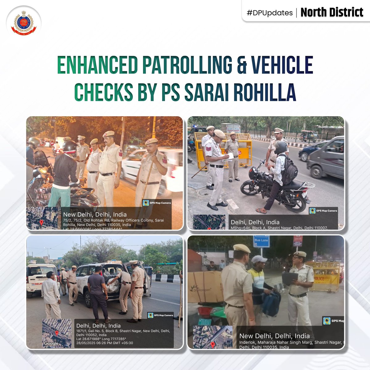 DCP North Delhi (@dcpnorthdelhi) on Twitter photo #SafeStreets: Patrolling and random vehicle checking conducted by PS Sarai Rohilla team, North District, as part of preventive measures to enhance public safety, deter crime and ensure visible policing in the area.
<a href="/DelhiPolice/">Delhi Police</a>
<a href="/Ravindra_IPS/">Special CP Law & Order Delhi Police</a>
@DPUpdates #SafeStreets: Patrolling and random vehicle checking conducted by PS Sarai Rohilla team, North District, as part of preventive measures to enhance public safety, deter crime and ensure visible policing in the area.
<a href="/DelhiPolice/">Delhi Police</a>
<a href="/Ravindra_IPS/">Special CP Law & Order Delhi Police</a>
@DPUpdates