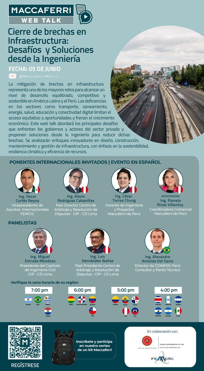 Maccaferri_MX's tweet image. 🔍 Cierre de brechas en #Infraestructura: Desafíos y Soluciones desde la #Ingeniería 

Te invitamos a nuestro próximo #Webtalk a cargo de destacados líderes del sector.

📅5 de junio
⏰5:00 p.m. (hora de Perú)

Haz tu registro gratis aquí:
🔗 www2.maccaferri.com/l/965143/2025-…