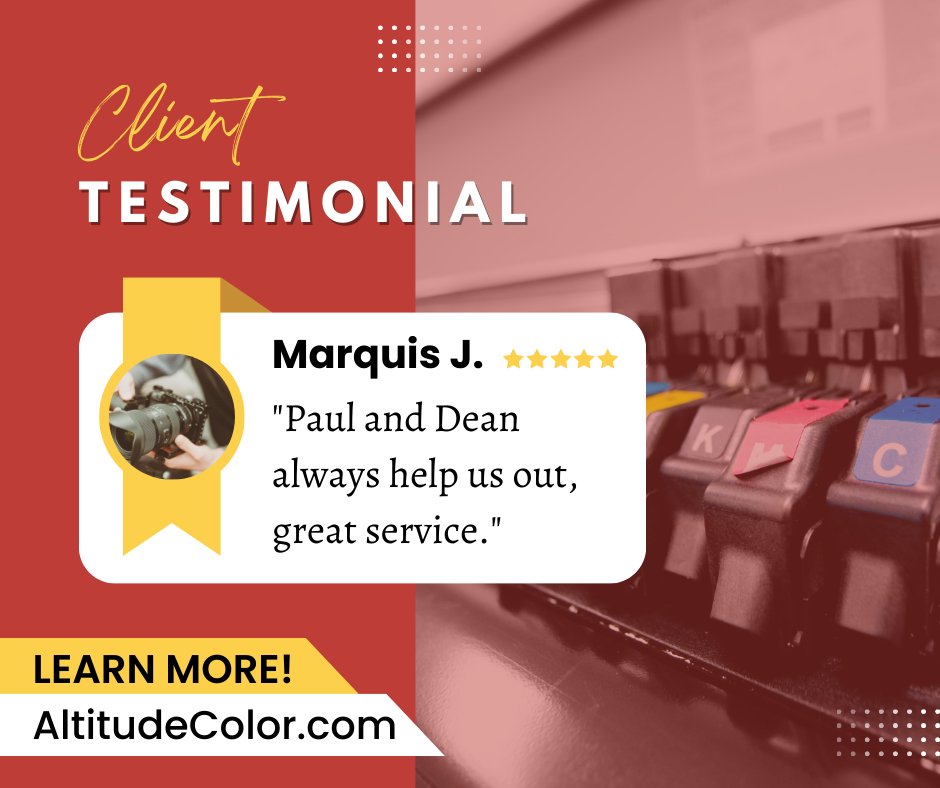 AltitudeColor's tweet image. Thank you, Marquis J., for the kind words! We're thrilled to hear that Paul and Dean provided great service. We truly appreciate your support!

#AltitudeColor #CustomerAppreciation #QualityPrinting #HappyClients #PrintMarketing