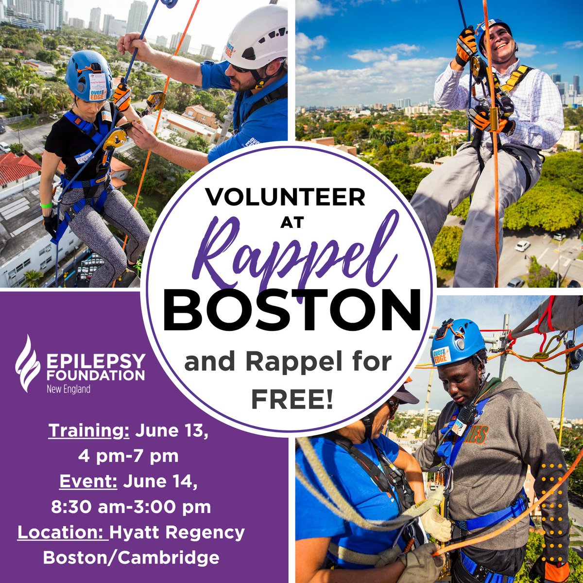 EpilepsyFoundationNE (@epilepsyne) on Twitter photo Looking for adventure and a way to give back? Volunteer at Rappel Boston on June 13–14 and rappel down the Hyatt Regency in Boston/Cambridge for free! Support EFNE and help make epilepsy history.
📩 To volunteer, contact Josh Drew: jdrew@epilepsynewengland.org Looking for adventure and a way to give back? Volunteer at Rappel Boston on June 13–14 and rappel down the Hyatt Regency in Boston/Cambridge for free! Support EFNE and help make epilepsy history.
📩 To volunteer, contact Josh Drew: jdrew@epilepsynewengland.org