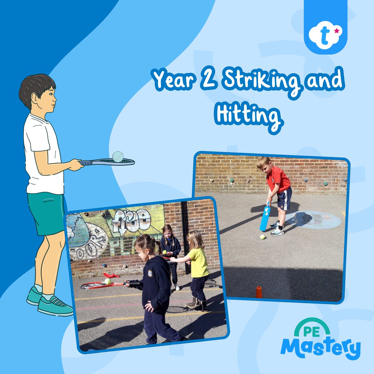 🎾Year 2 Striking &amp; Hitting Unit
Designed to get learners moving, aiming, and striking with confidence!
Develops:
👁️‍🗨️ Hand-eye coordination
🎯 Aiming at targets
🖐️ Simple striking techniques 
⚾ Object control with a variety of equipment
twinkl.co.uk/l/1ew447