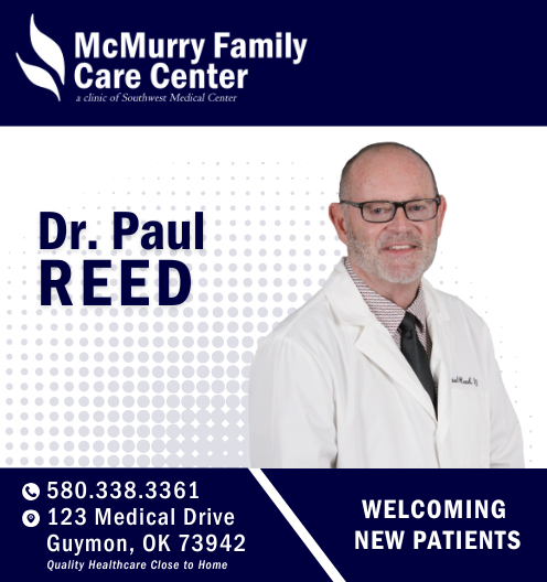 Looking for quality care close to home? 

Dr. Paul Reed is proud to serve the Guymon and Panhandle community.

📞 Call 580-338-3361 to schedule your appointment
📍 123 Medical Drive, Guymon, OK 73942

Your health matters — and Dr. Reed is here to help you stay on track.