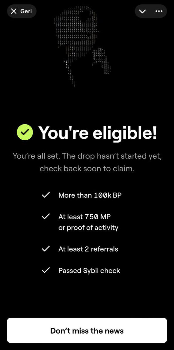 🤑 BLUM artık drop almaya uygun olup olmadığınızı kontrol etme ekranına sahip.

Ana sayfada BLUM Airdrop Checker'a tıklayıp kontrol edebilirsiniz.