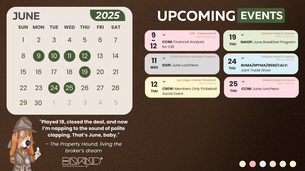 BrandRealest's tweet photo. June’s CRE lineup is bringing the heat — and the headliners.
This month is loaded with high-energy events, sharp conversations, and the kind of face time that fuels real momentum in Las Vegas CRE. 

Let’s make it a month to remember.
#LasVegasCRE #SIOR #CCIM #NAIOPSNV #CREW https://t.co/5JlmDQb4GY
