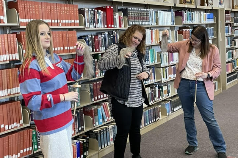 In conjunction with the Marian Library’s exhibit "Warp and Weft: Weaving Mary and Identity," workshops showed participants how to spin their own yarn. Michele Jennings recaps the workshops and highlights the recurring theme of spinning in Marian art. udayton.co/jBZ