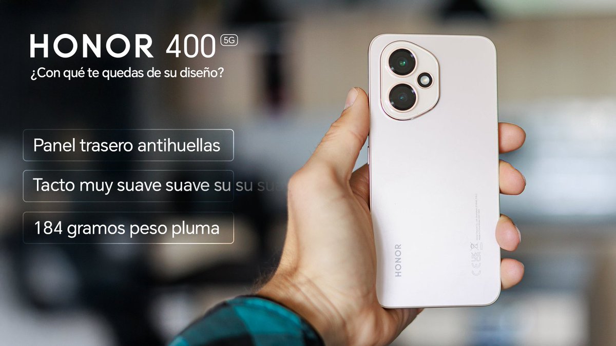 Honor_ES's tweet photo. 🎁 SORTEAZO con PREMIAZO🎁

🔄Haz RT y...
Comenta lo que más te gusta con #HONOR400

👇Si solo pudieras elegir una cosa…

Panel trasero antihuellas
Tacto súúúper suave
184 gramos de peso pluma https://t.co/aU6b23vQM6