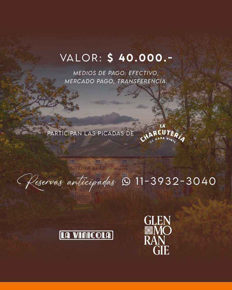 La Vinicola (@la_vinicola) on Twitter photo El jueves 5/6 a las 19hs recibimos en La Vinicola a Natalia Grego (<a href="/natygrego/">Natalia Grego</a>), sommelier y embajadora de Möet Hennesy quien nos guiará a través de la historia y del portfolio de Glenmorangie.
Y siempre con las picadas de <a href="/CharcuteriaCABA/">Charcuteria.caba</a>
Reservas al 1139323040. 🏷️ $40.000 El jueves 5/6 a las 19hs recibimos en La Vinicola a Natalia Grego (<a href="/natygrego/">Natalia Grego</a>), sommelier y embajadora de Möet Hennesy quien nos guiará a través de la historia y del portfolio de Glenmorangie.
Y siempre con las picadas de <a href="/CharcuteriaCABA/">Charcuteria.caba</a>
Reservas al 1139323040. 🏷️ $40.000