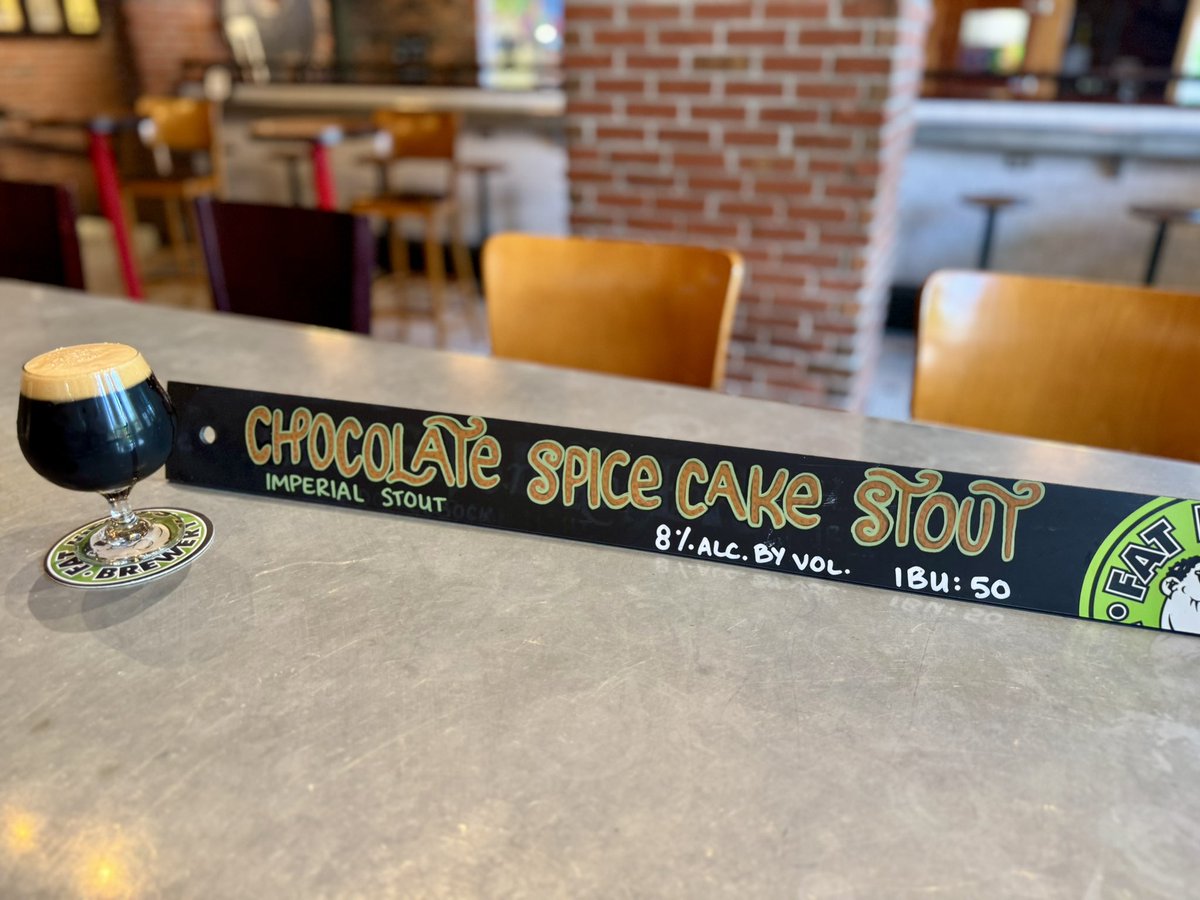 Good morning☀️ Stop in for a slice of Chocolate Spice Cake Stout – #NowOnTap! This British-style #ImperialStout uses English roast and chocolate malts for rich, smooth, chocolaty flavors. Additions of cinnamon, ginger, allspice, nutmeg, and mace spice up this pastry inspired brew