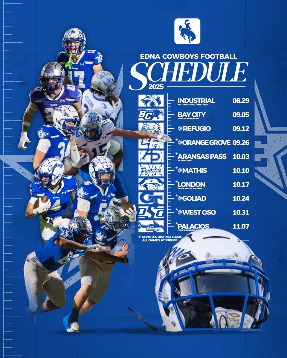 The standard is the standard❕
The 2025 Edna Cowboys Football schedule is here❕
#TheBrand #UnfinishedBusiness