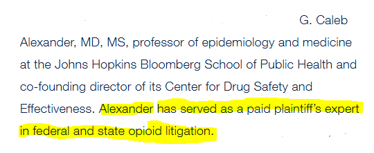 Chad D. Kollas, MD (he/him/his) (@chaddkollas) on Twitter photo You buried the lede, <a href="/JohnsHopkinsSPH/">Johns Hopkins Bloomberg School of Public Health</a>...
Dr. Alexander gets paid to testify against opioid manufacturers and distributors.
He's no hero... he's a mercenary. You buried the lede, <a href="/JohnsHopkinsSPH/">Johns Hopkins Bloomberg School of Public Health</a>...
Dr. Alexander gets paid to testify against opioid manufacturers and distributors.
He's no hero... he's a mercenary.