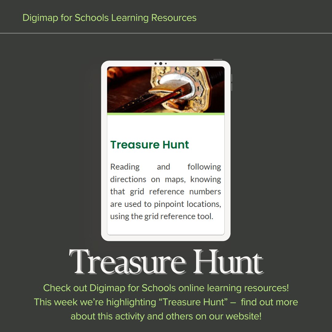 Happy National Creativity Day! 🎉 Celebrate with our Digimap for Schools Learning Resources! This week: 'Treasure Hunt'! 🗺️ Students follow clues to find treasure using grid references and can create their own treasure maps! Check the full PDF on our website! #DigimapForSchools