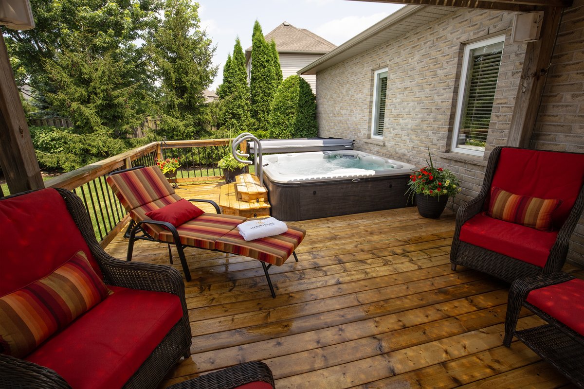 A hot tub built with a deck built around it has become increasingly popular. It's easy to get in and out of and the hot tub becomes integrated into the backyard landscape. ​

Visit our Youtube for more: hubs.li/Q03myNw40

#wateriscalling #hydropool #hottub #airbnb #summer