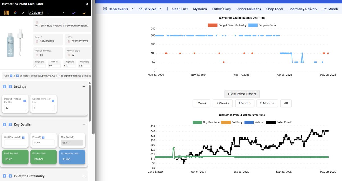 For the aspiring Walmart seller

Here are your software stack options

Data Spark - comparable to Keepa - $39/m
Marter - comparable to SAS - $24/m

Those are the popular options you'll find online (YouTube/Reddit)

But in reality they suck

Data Spark tends to not have any data