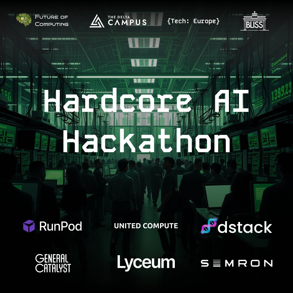 knarik (@liracinai) on Twitter photo Join us at the Hardcore AI Hackathon by <a href="/techeurope_/">{Tech: Europe}</a>
in Berlin tonight! We are happy to support every participant with free cloud GPU credits via <a href="/dstackai/">dstack</a> Sky. 🧬
Big thanks to <a href="/blwiertz/">Bela Wiertz</a> for inviting!
lu.ma/hardcore-ai Join us at the Hardcore AI Hackathon by <a href="/techeurope_/">{Tech: Europe}</a>
in Berlin tonight! We are happy to support every participant with free cloud GPU credits via <a href="/dstackai/">dstack</a> Sky. 🧬
Big thanks to <a href="/blwiertz/">Bela Wiertz</a> for inviting!
lu.ma/hardcore-ai